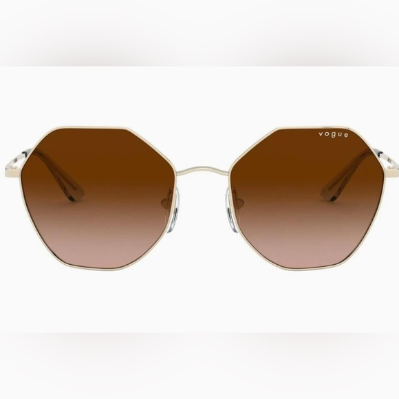 Vogue Accessories - Vogue Gold Geometric Hexagonal Brown Sunglasses✨EUC Retail $115